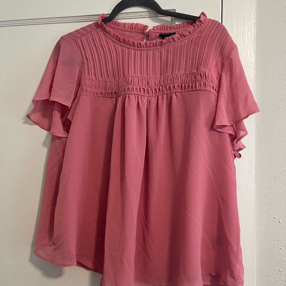 Blush Flutter-sleeve blouse